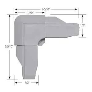 SCREEN CORNER NO-MITRE<br>FOR 1/2" X 1" ROLLED<br>SCREEN FRAME<br>WITH REVERSE FLANGE
