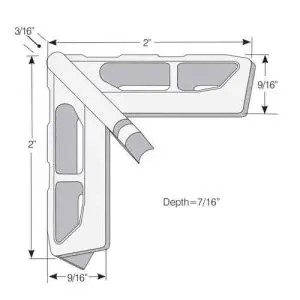 SCREEN CORNER MITRE<br>NYLON<br> FOR 7/16" X 11/16" ROLLED<br>SCREEN FRAME