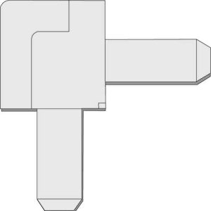 SCREEN CORNER NO-MITRE<br>WITH LOCKING TAB<br>FOR 3/8" X 1" ROLLED<br>SCREEN FRAME<br>WITH STANDARD FLANGE