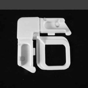 SCREEN CORNER NO-MITRE<br>WITH PULL TAB<br>FOR 5/16" X 3/4" ROLLED<br>SCREEN FRAME