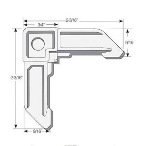 SCREEN CORNER NO-MITRE<br>FOR 7/16" X 3/4" ROLLED<br>SCREEN FRAME