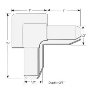SCREEN CORNER NO-MITRE<br>FOR 3/8" X 1" ROLLED<br>SCREEN FRAME<br>WITH REVERSE FLANGE