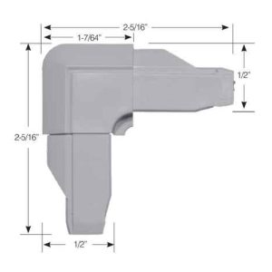SCREEN CORNER NO-MITRE<br>FOR 1/2" X 1" ROLLED<br>SCREEN FRAME<br>WITH REVERSE FLANGE