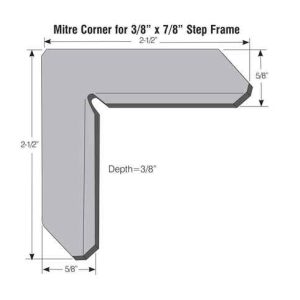 SCREEN CORNER MITRE<br>ALUMINUM<br> FOR 3/8" X  7/8" ROLLED<br>SCREEN FRAME<br>WITH STEP