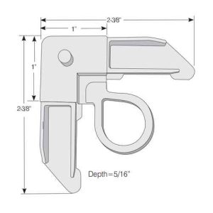 SCREEN CORNER NO-MITRE<br>WITH ROUND PULL TAB<br>AND STOP<br>FOR 5/16" X 3/4" ROLLED<br>SCREEN FRAME