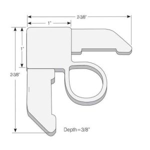 SCREEN CORNER NO-MITRE<br>WITH ROUND PULL TAB<br>AND STOP<br>FOR 3/8" X 3/4" ROLLED<br>SCREEN FRAME