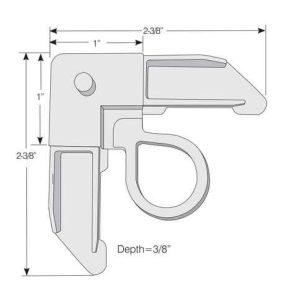 SCREEN CORNER NO-MITRE<br>WITH ROUND PULL<br>AND STOP<br>FOR 3/8" X 3/4" ROLLED<br>SCREEN FRAME